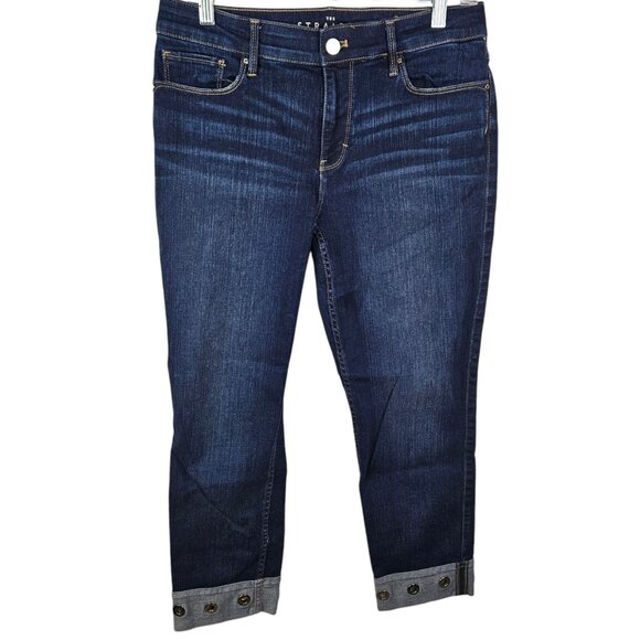 White House Black Market Grommet Hem The Straight Crop Jeans Mid Rise Size 6 - Picture 1 of 9